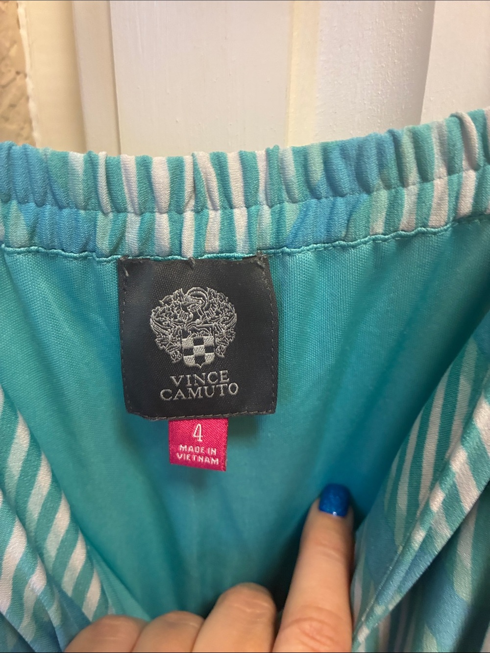 Vince Camuto Sleeveless Ombre Chevron Maxi Dress in Teal and Navy - Picture 8 of 10